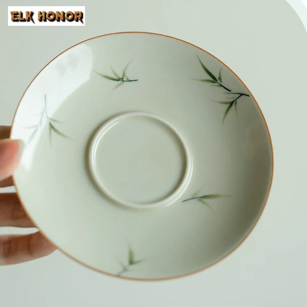 145ml Hand-painted Bamboo Cover Bowl Household Anti Scald Gaiwan Handmade Tea Tureen Tea Making Tea Cup Tea Items Ornaments