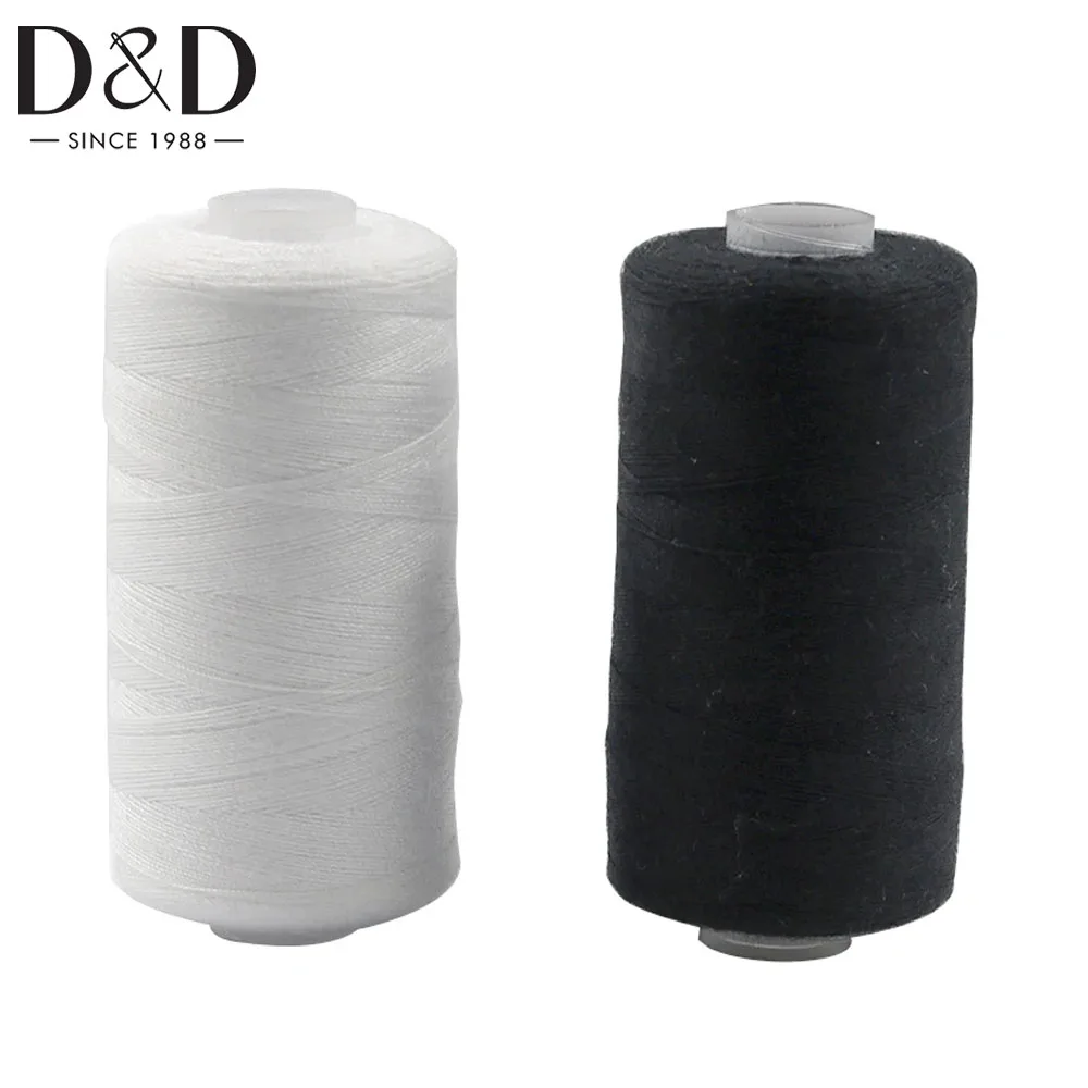 

D&D 2Pcs 500M Sewing Thread Polyester Thread Set Strong And Durable Black White Sewing Threads For Hand Machines