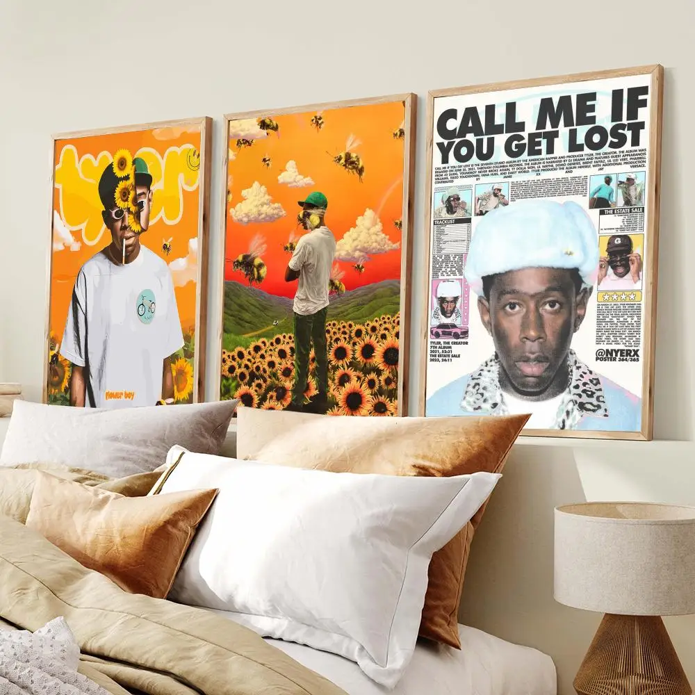 Popular Rapper T-Tyler T-The Creator Poster Minimalist Art Print Waterproof Poster for Home Office Bedroom Decor Aesthetic Gift