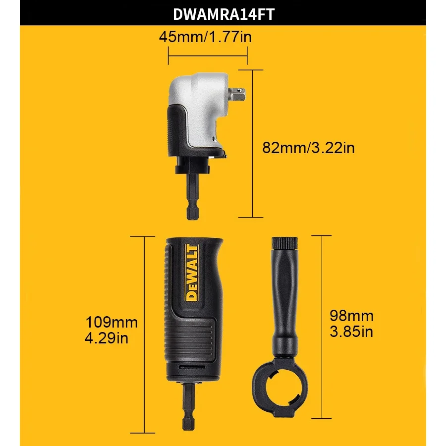 DEWALT 1/4" 3/8" Square Drive Modular Right Angle Attachment 2-In-1 Power Tool Accessories DWAMRA14FT