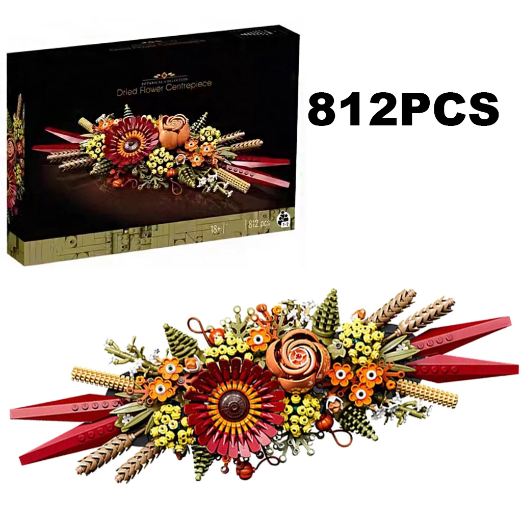 812PCS Romantic Immortal Flower Potted Wildflower Bouquet Model Building Blocks 10314 Assemble Bricks Toy Kid Adult Holida Gifts