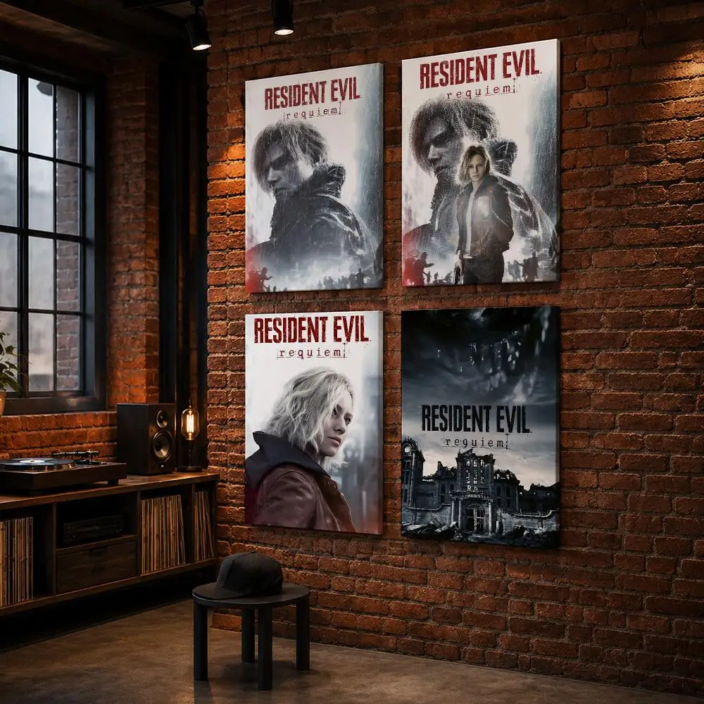 R-Resident E-Evil Requiem Framed Wall Painting Wood Framed Wall Art Print For Bedroom Living Room Hallway Office Home Decor