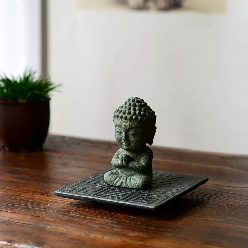 Square Tea Coaster Stone Tray Tea Ceremony Black Stone Zen Chinese Style Home Decor Seal Art Carving Teapot Mat Handicraft Gifts - view 4
