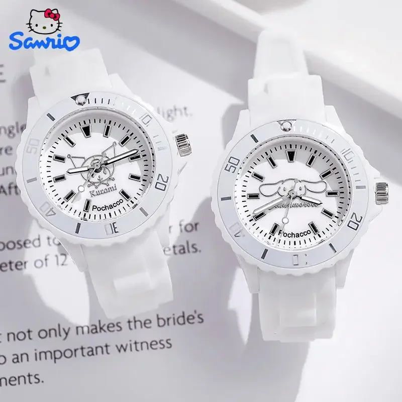 MINISO Sanrio Sanrioed Watches Simple High-color Hello Kitty Pochacco Kawaii New Electronic Watch Birthday Gift White Watch