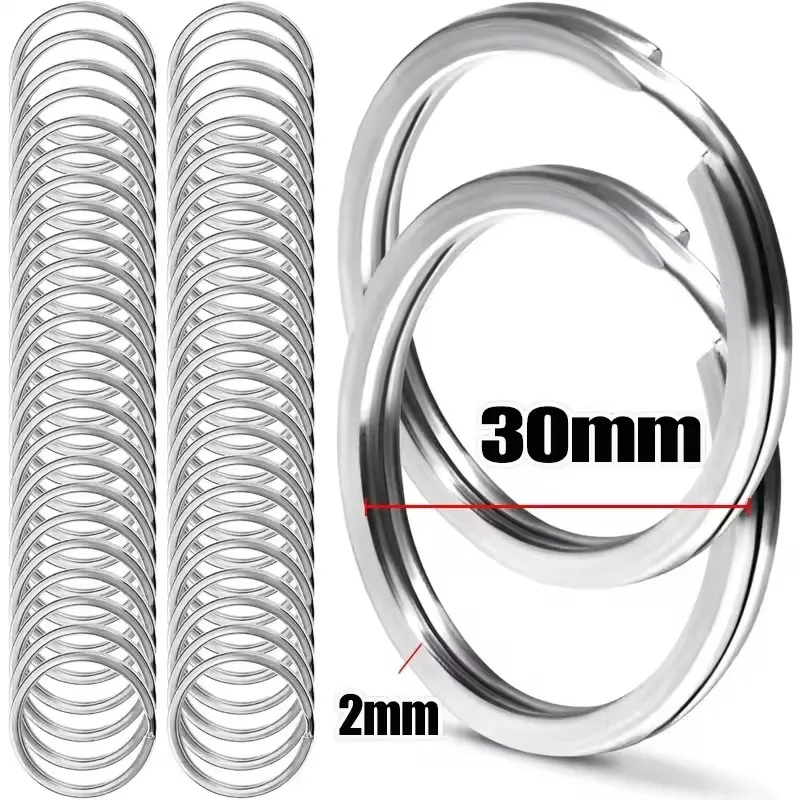 10/20pcs Stainless Steel Key Rings Polished sliver Round Flat Line Split Keyring for Jewelry Making Keychain DIY Finding 25-35mm