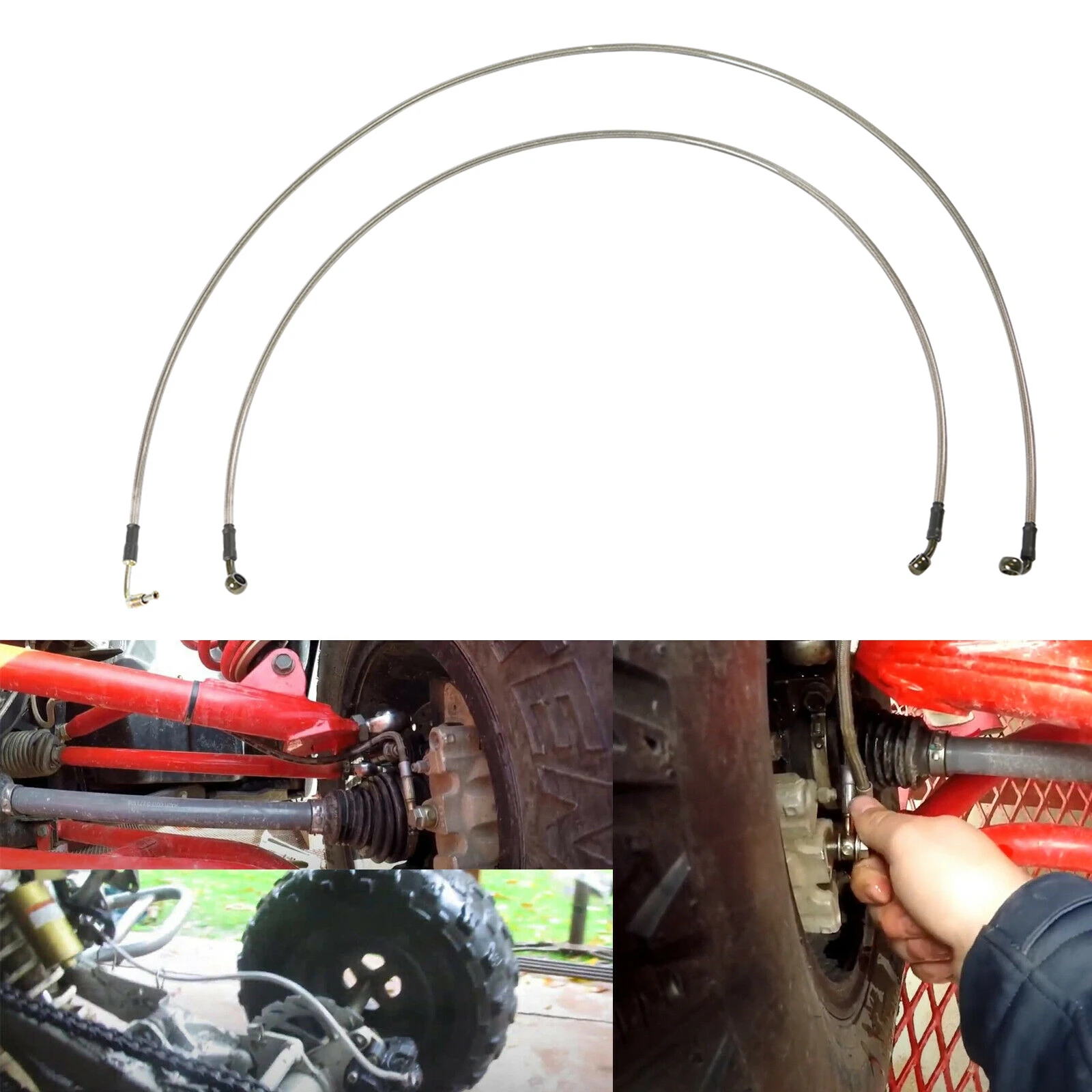 Motorcycle Brake Lines Extended Replace Front/Rear Brake Lines Fit For Polaris RZR 800 / S 800/4 800 / XP 900/570 / XP 4 900