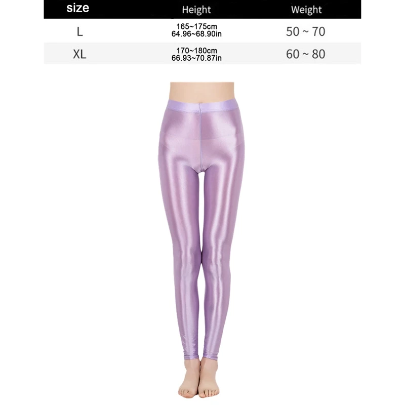 Women High Waist Bright Pantyhose Seamless Satin Glossy Pants Silk Smooth Tights Glitter Stockings Gym Ballet Dance Pant Trouser