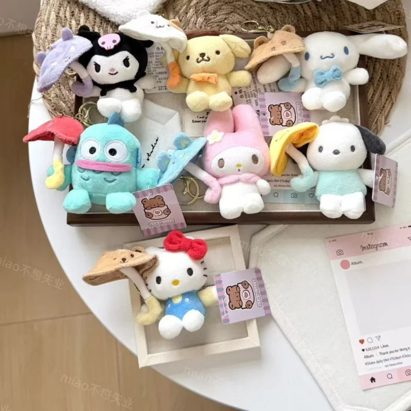 10CM Kuromi Hangyodon My Melody Umbrella Plush Toy Keychain cartoon umbrella holding cinnamoroll pochacco kt plushie bag charm view 2