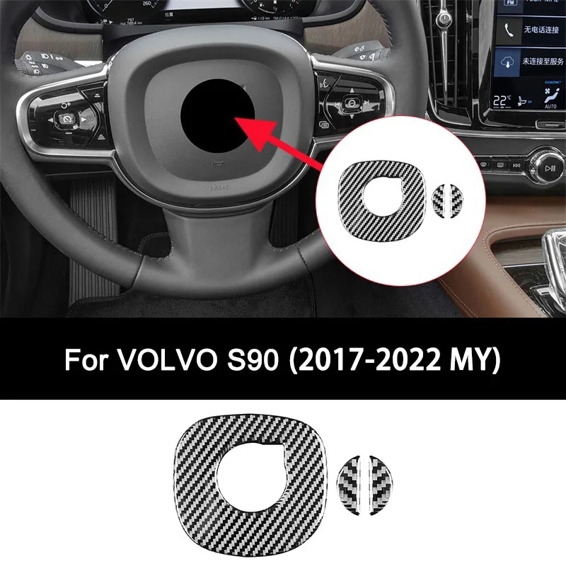 

For VOLVO S90 (2017-2022), Premium Carbon Fiber Car Steering Wheel Logo Panel Interior Sticker Personalized Auto Accessories