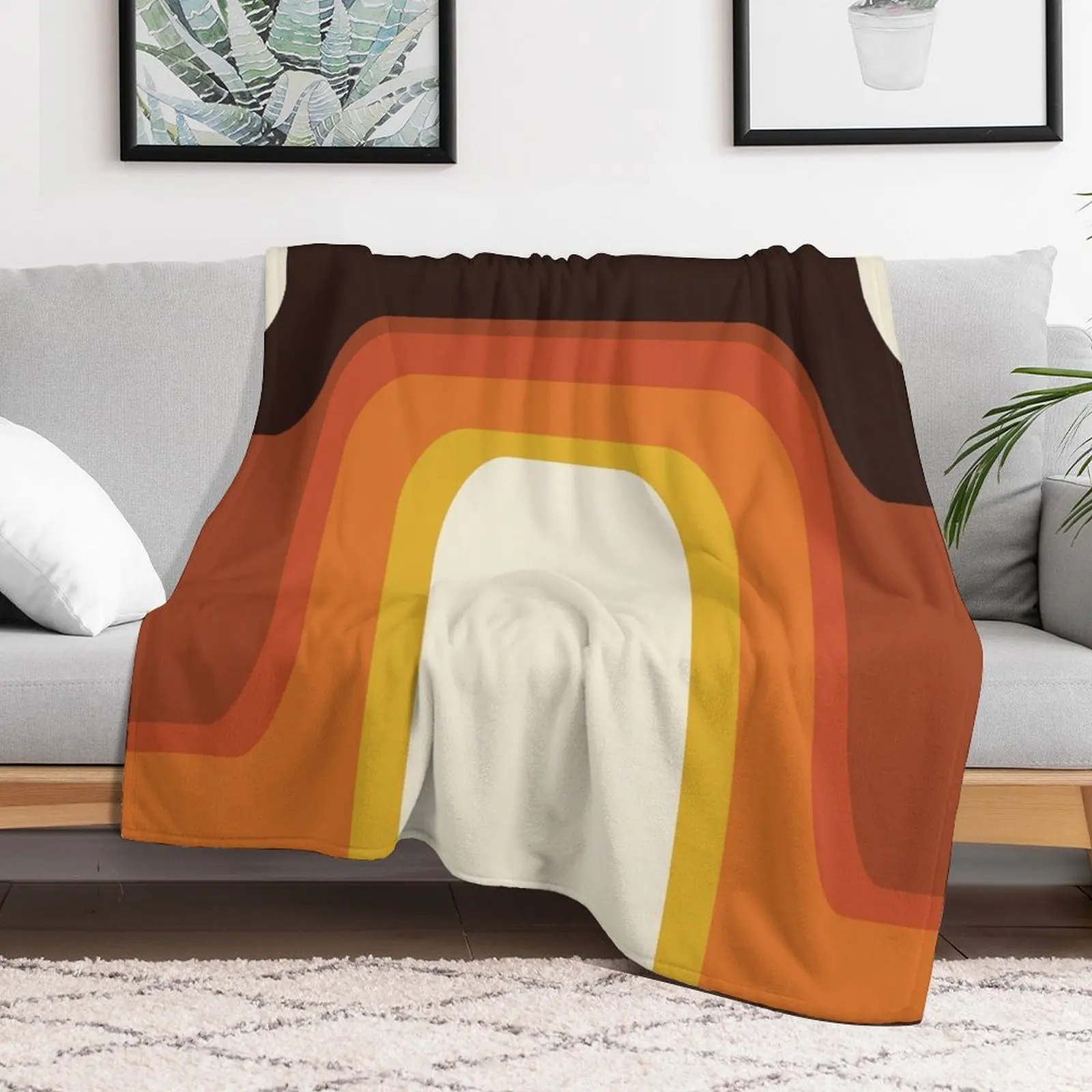 

Mid-Century Modern Meets 1970s Orange Rainbow Throw Blanket Stuffeds Bed Fashionable Blankets