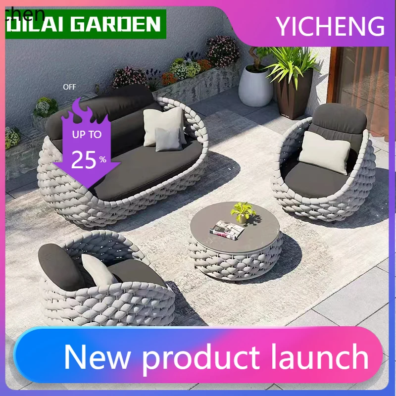 

A2-27 outdoor sofa courtyard villa balcony rattan chair coffee table furniture combination waterproof sunscreen rattan leisure