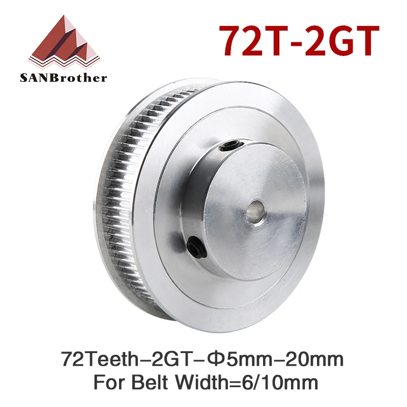 72 Teeth 2M 2GT synchronous Pulley Bore 5/6/6.35/7/8/10/12/15/20mm for width 6/10mm 2GT Timing Belt GT2 pulley Belt 72Teeth 72T