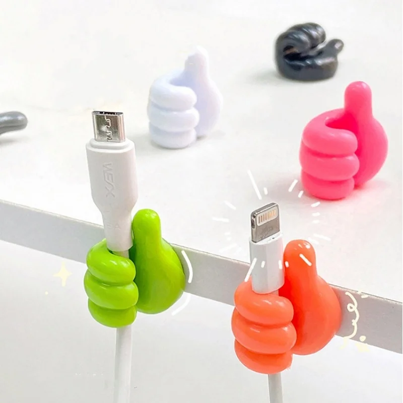 

10Pcs Self Adhesive Wall Decoration Hook Creative Silicone Thumb Key Hanger Hook Home Office Data Cable Clip Wire Desk Organizer