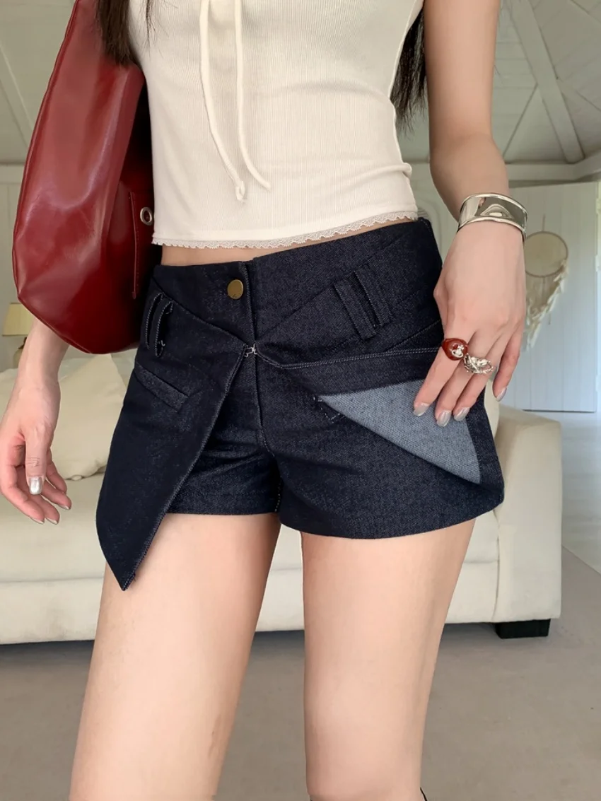 Alien Kitty Women's Wrap Skort Shorts Fake Two-Piece Irregular 2026 Y2K Summer Party Daily Camping A-Line Casual Streetwear Slim