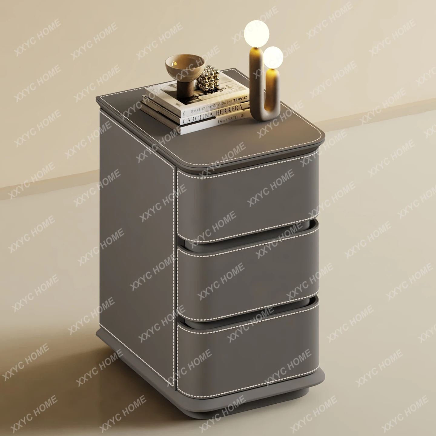 YO Modern simple small extremely narrow all-solid wood bedside table  light luxury high-end three-draw bedside table