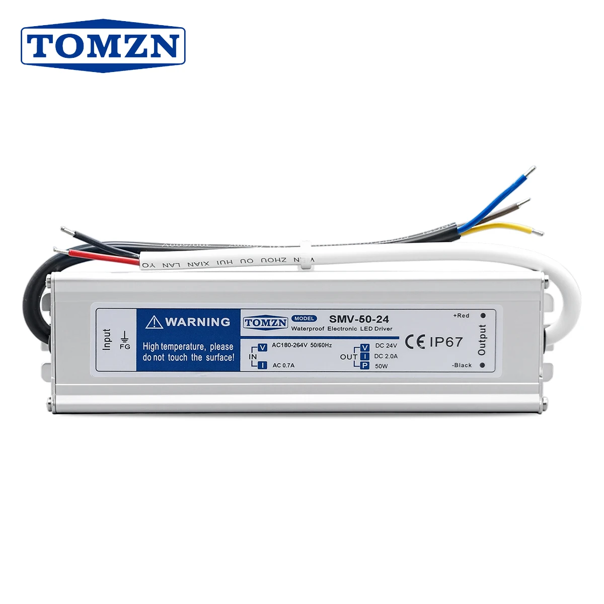 1PCS TOMZN 50W IP67 Waterproof Power Supply 12V 24V Constant Voltage LED Driver Aluminum Outdoor Transformer for LED CCTV PLC