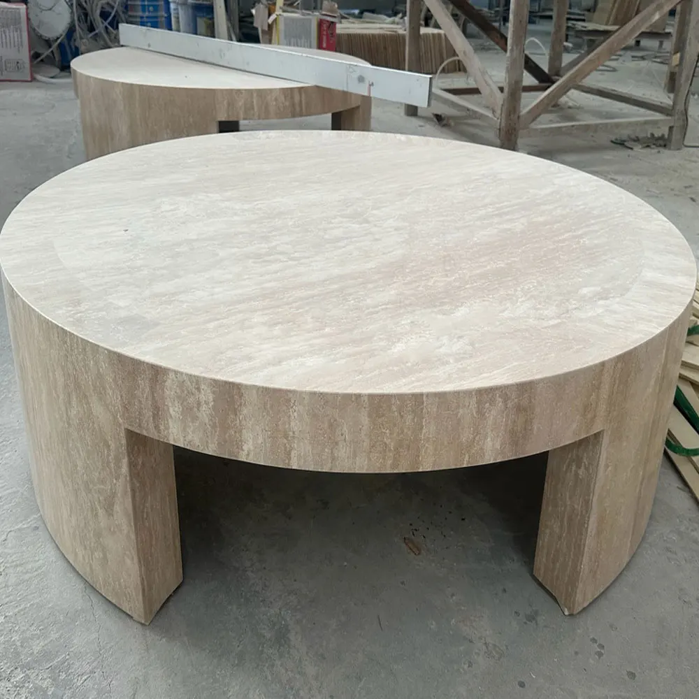 Luxury Customized Stone Furniture Living Room CALACATTA VIOLA ARNO ROUND COFFEE TABLE