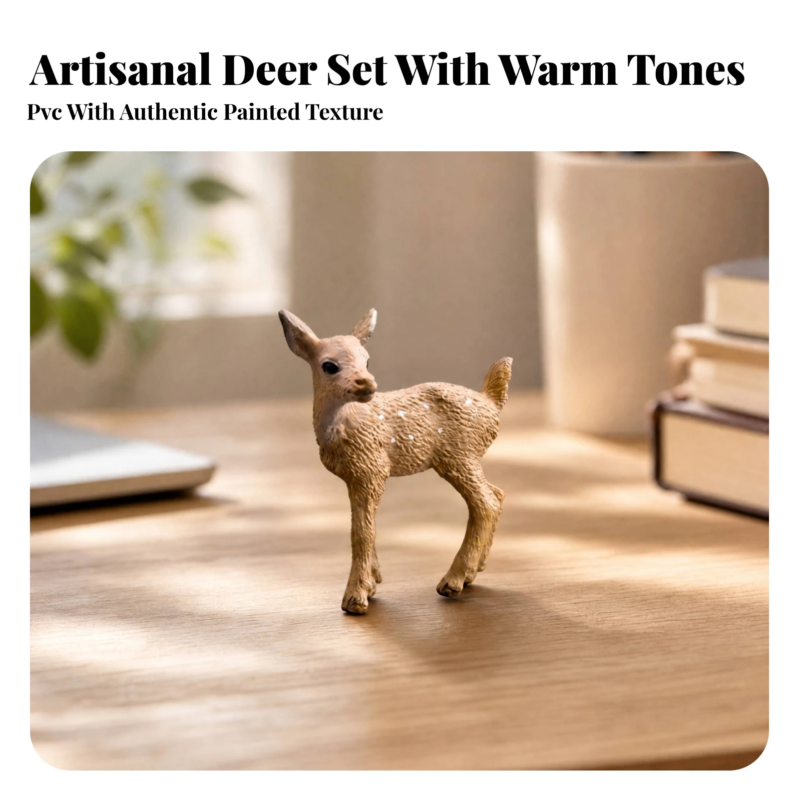 Figurine Non-Assembly Static Deer Figure with Textured Surface PVC Deer Model Lightweight for Collectors