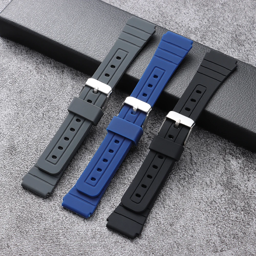18mm Premium Silicone Watch Strap Bracelet for Casio W800H SGW400 F91W F84 F105/108/A158/168 AE1200/1300 Waterproof Wristband view 5