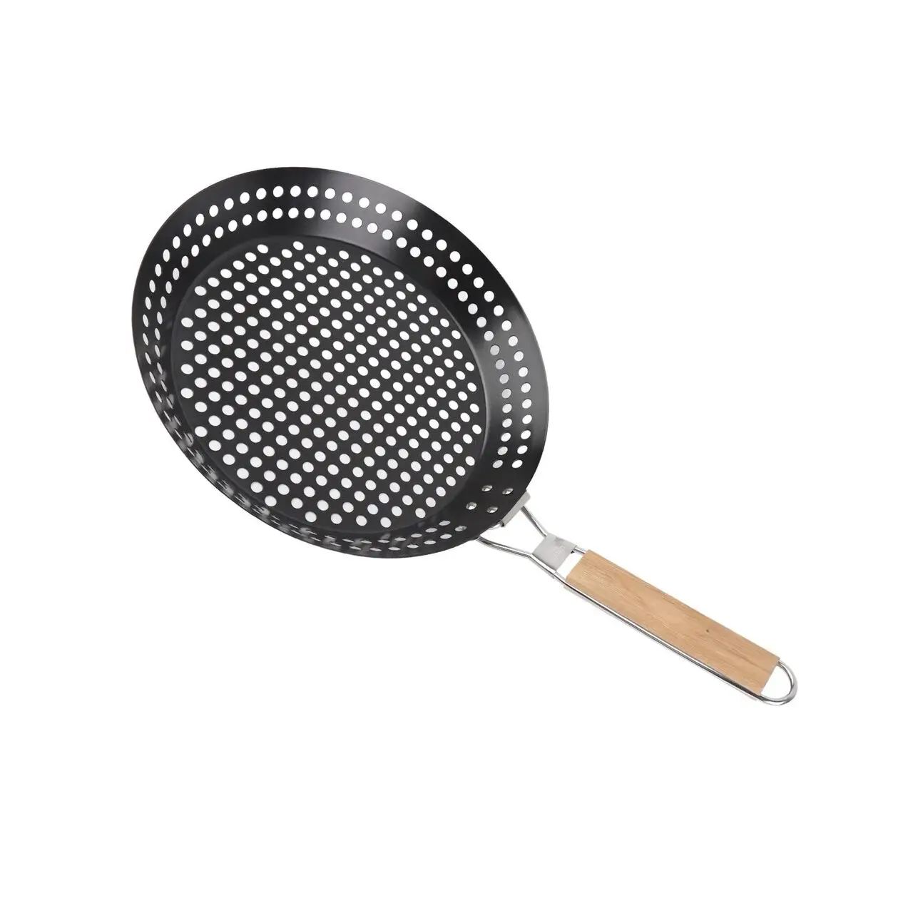ノンスティック金属製グリルスキレット-折りたたみ式木製ハンドル付き-キッチン用品-調理器具-耐久性がありお手入れが簡単な金属製スキレット