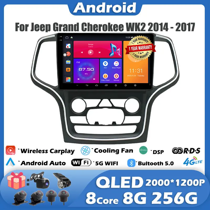 

Android 14 For Jeep Grand Cherokee WK2 2014 - 2017 Wireless Carplay AutoRadio Car Stereo GPS Multimedia Player Navigation Radio