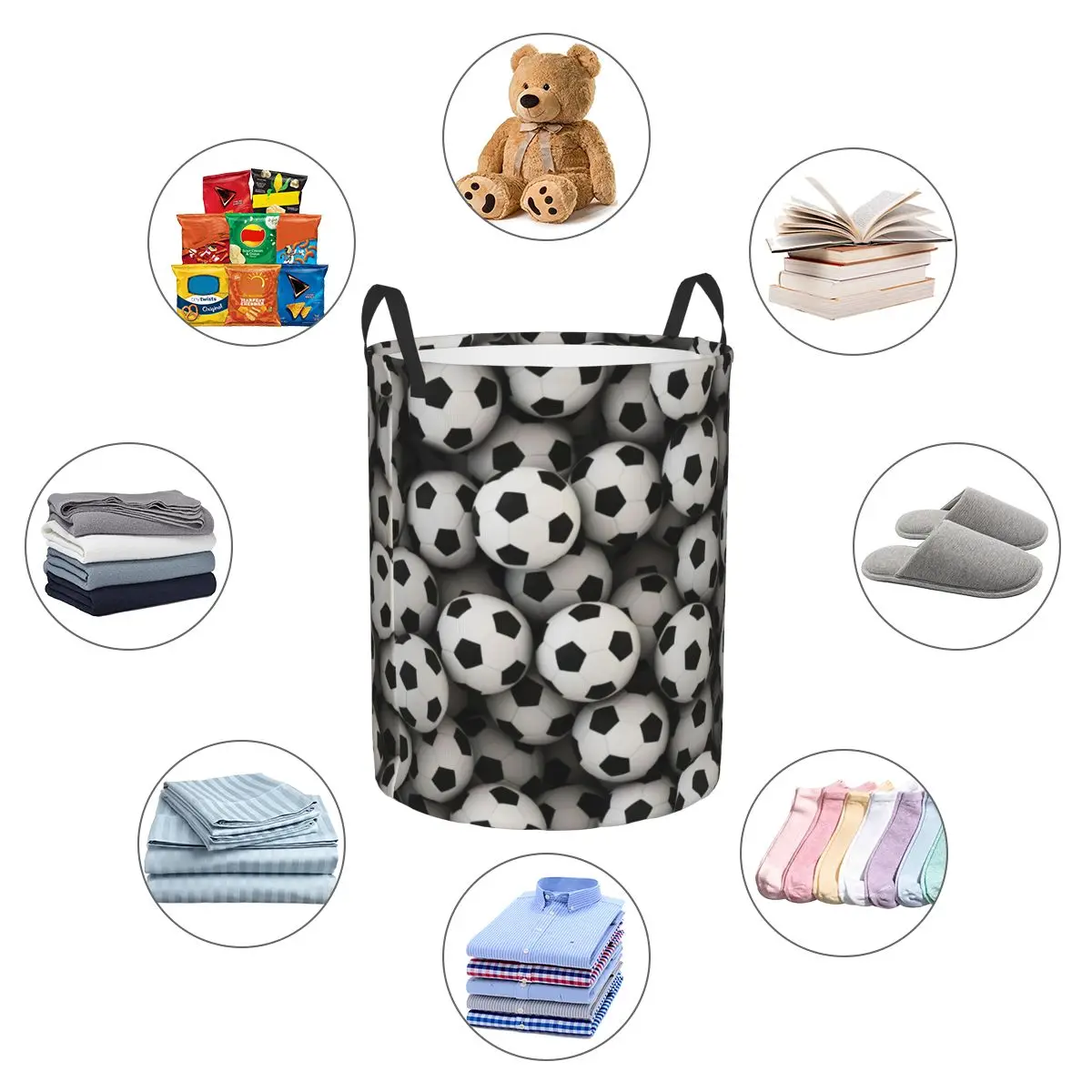 Foldable Laundry Basket for Dirty Clothes Soccer Balls Sea Storage Hamper Kids Baby Home Organizer