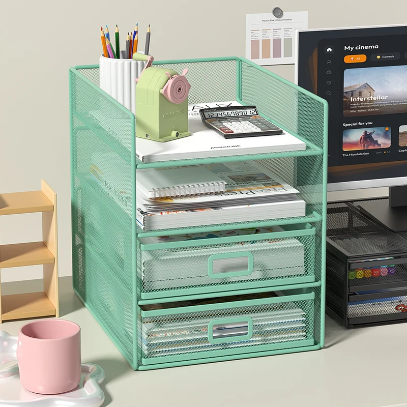 

4-Tier File layering rack, desk organizer tray,File paper Letter folder stand Desktoppaper sorter Mail organization rack
