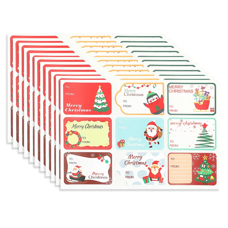 10Sheets Merry Christmas Gift Name Tags Present Seal Label Stickers Christmas Party Gift Package Decoration DIY Sticker