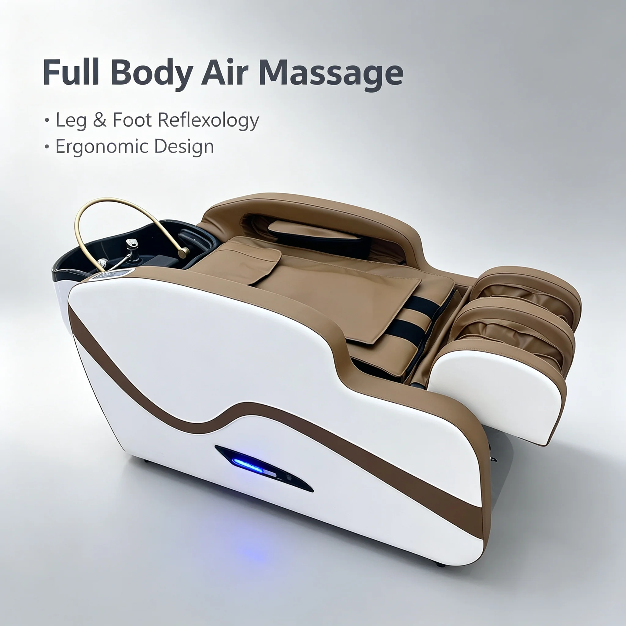 Adjustable Multifunctional Shampoo Bed Water Circulation Head Spa Massage Bed with Ceramic Basin for Salon Barbershop