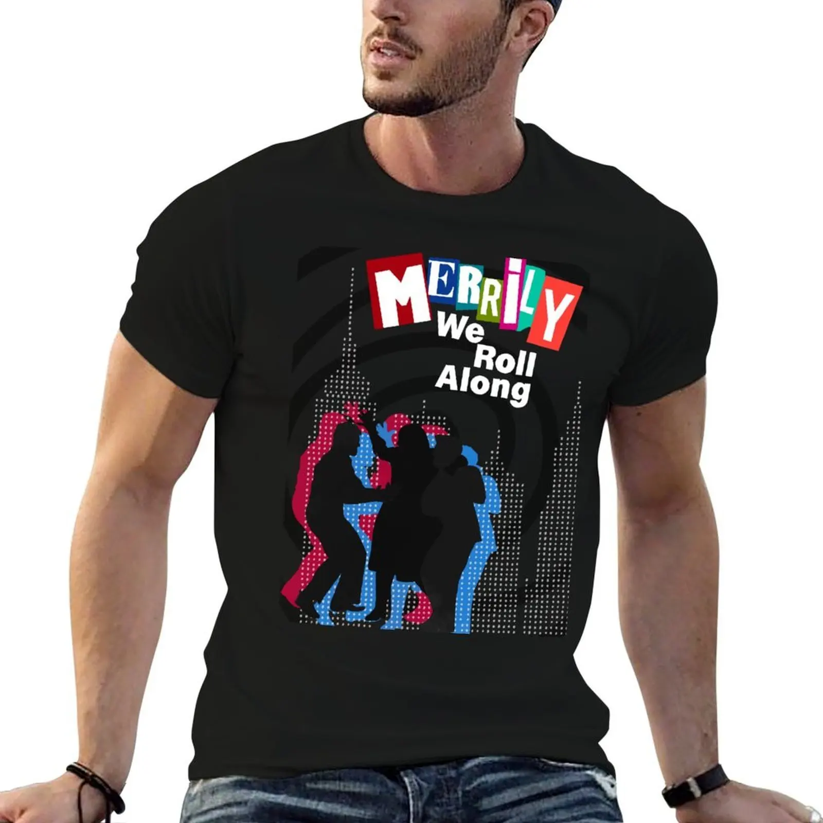 Merrily We Roll Along - Camiseta NYC, camisetas para hombre, paquete de camisetas gráficas blancas para hombre, camiseta