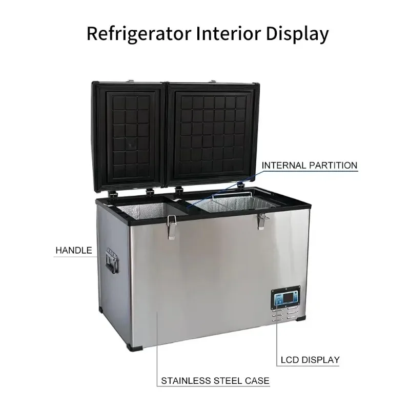 

100L Electric Cool Box Camping RV Car Fridge Portable Freezer 240V 12 Volt Metal Car Refrigerator With Compressor CE Certified