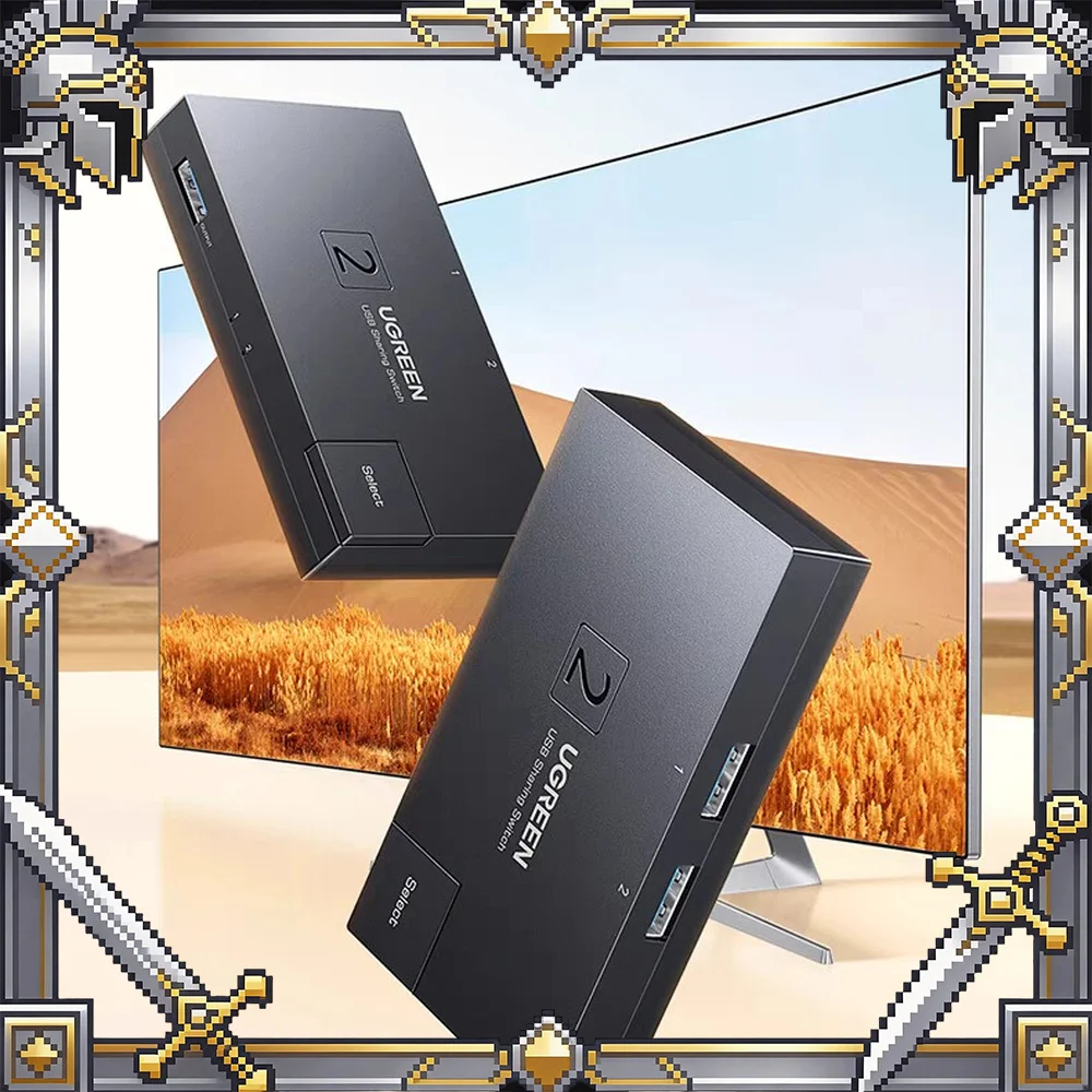 UGREEN CM618 15149 USB 3.0 Bidirectional Switch, 2-in-1 or 1-in-2 USB Selector, 5Gbps One-Button Switching