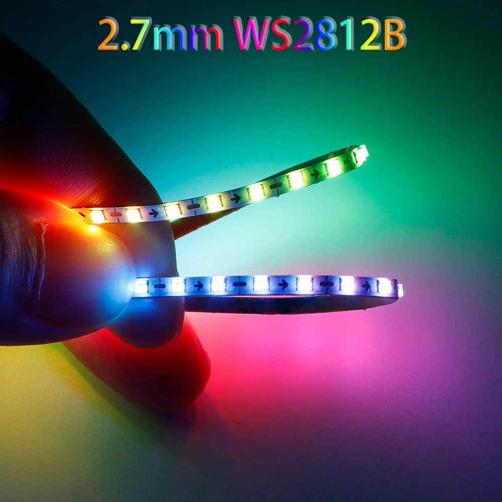 Ultra Narrow 2.7mm WS2812B RGBIC LED Strip WS2812 2020 160Leds/m individually addressable Samrt Light Tape DC5V/12V