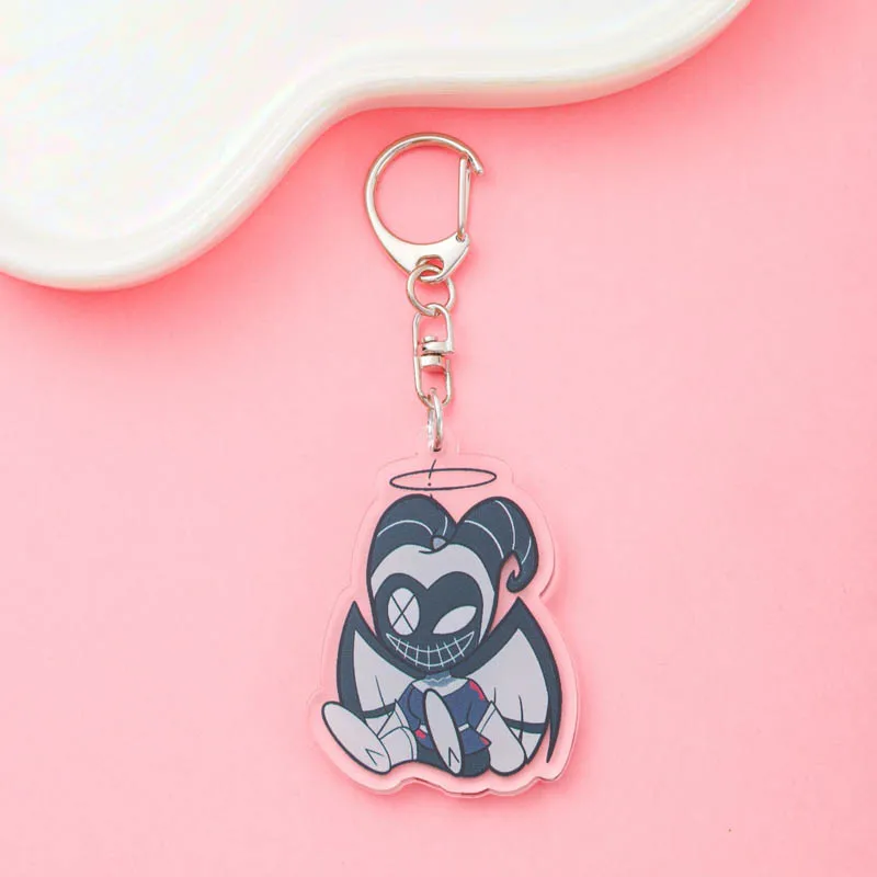 شخصيات كرتونية هازبين فندق أكريليك متعة المفاتيح اكسسوارات Kawaii حقيبة سحر ظهره قلادة حلقة رئيسية المشجعين الأصدقاء الهدايا