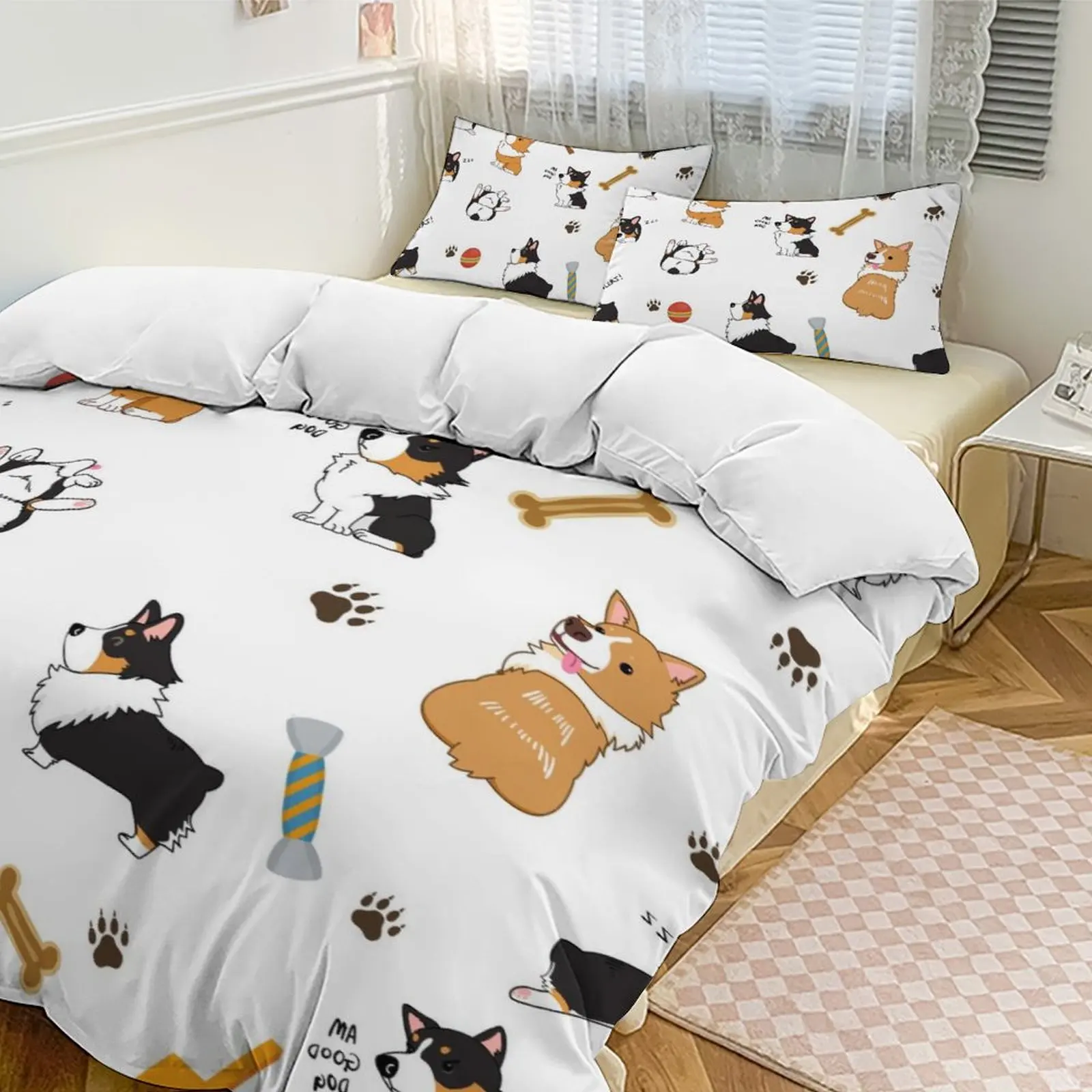 

Thickened Skin - friendly Puppy - Themed Bedding Set, Duvet Cover + Pillowcases, Cute & Cozy