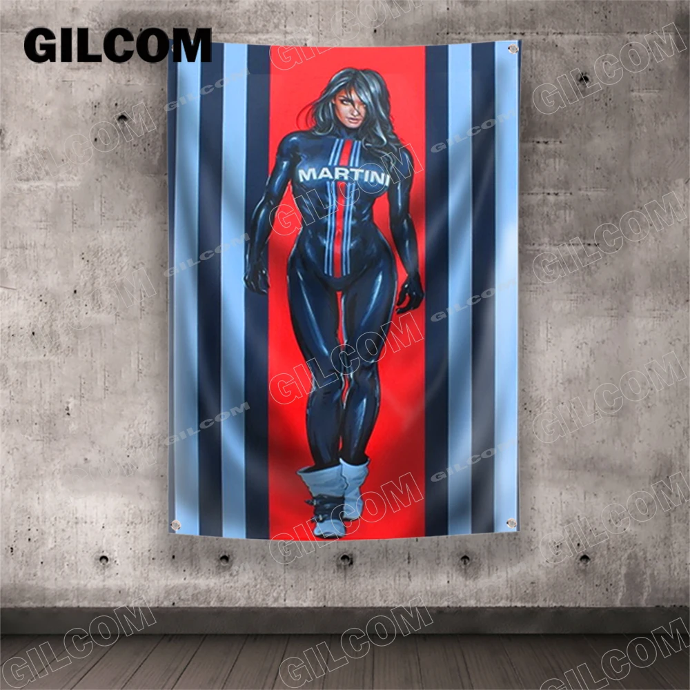 MARTINI Flag Racing Car Painting Racer Home Poster Advertise Logo Sport Outdoor Club Digital Printing Banner Brass Grommet