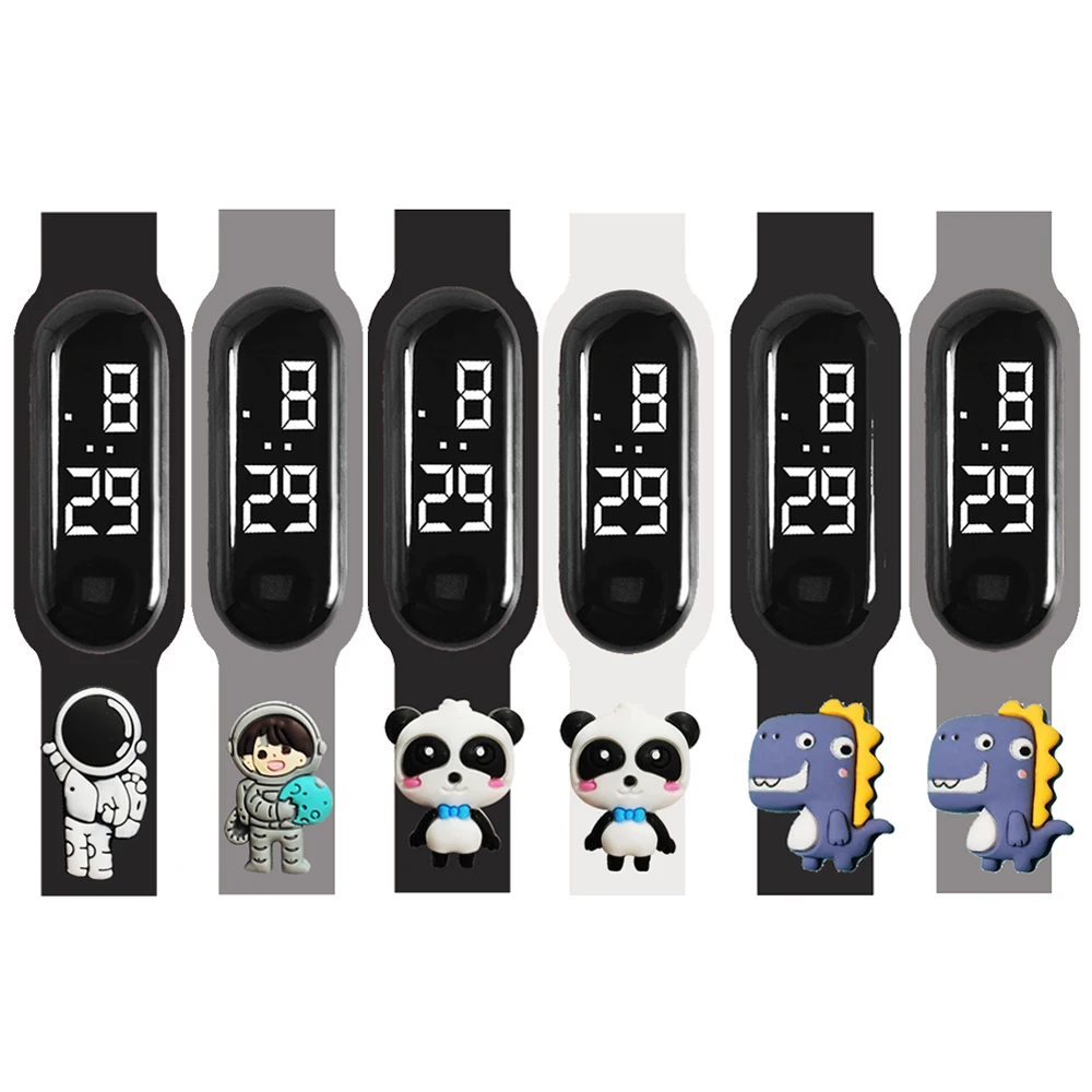 Black Gray Dinosaur Panda Astronaut Children LED Watches Outdoor Sports Bracelet Kids Smart Touch Watch for Boys Birthday Gift