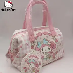 Sanrio Melody Cute Y2k Girl Cartoon Bags borsa portaoggetti portatile di grande capacità Kawaii Pink Makeup Bag borsa Harajuku femminile Yk2