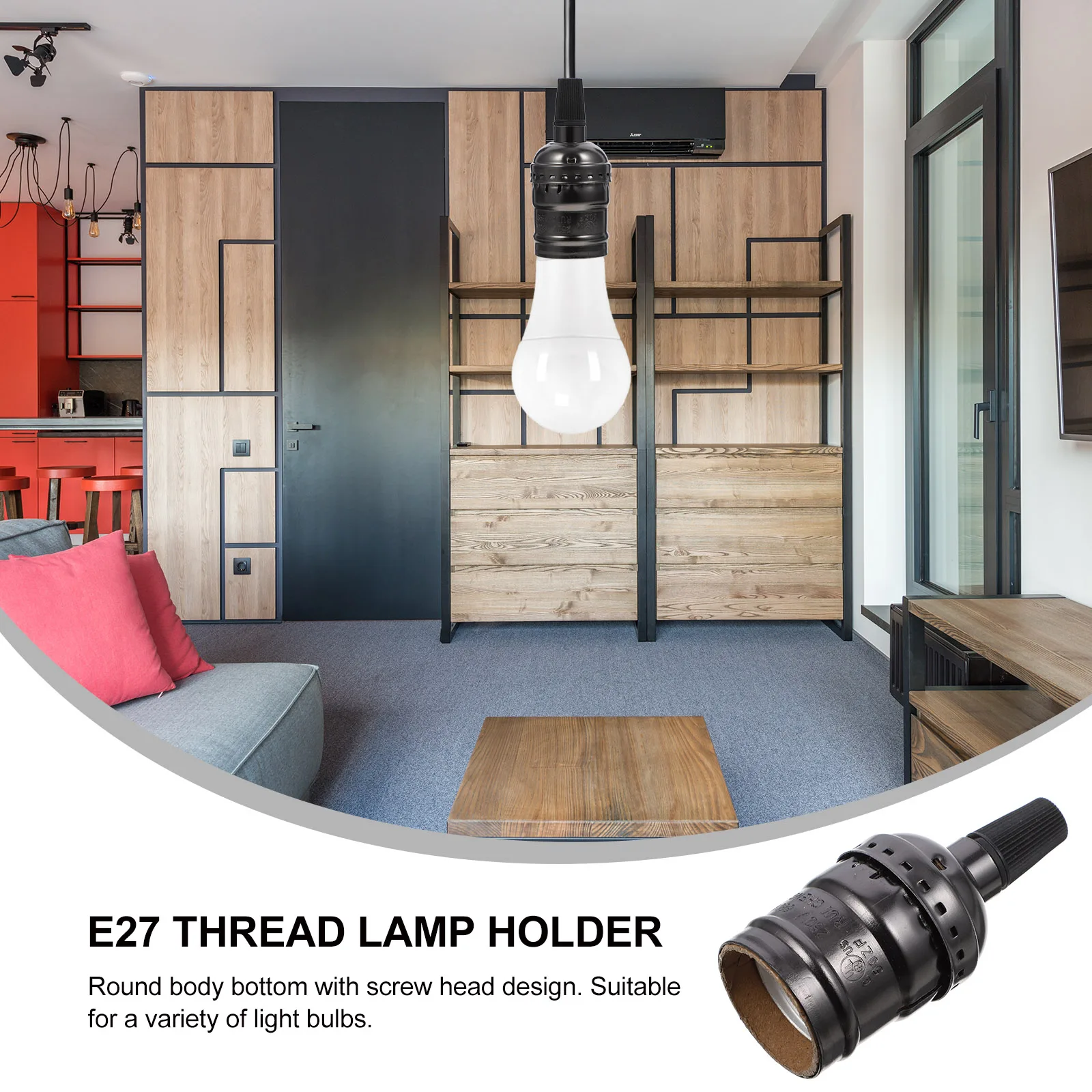 

2Pcs E27 Screw Lamp Holder Aluminum Threaded Socket Pendant Ceiling Bulb Base Strong Heat Resistant Light Fixture for Indoor