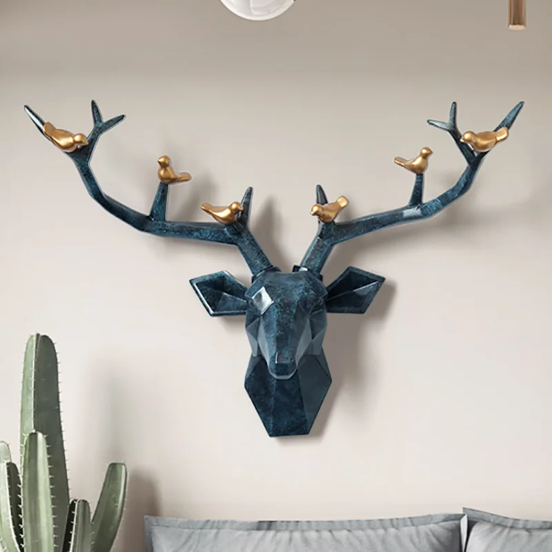 European-style Deer Resin Decorative Wall Hanging Living Room Three-dimensional Decoration Porch Pendant