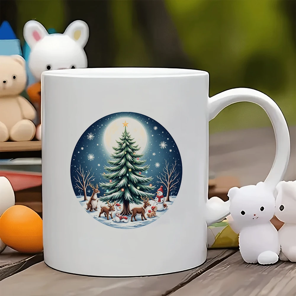 كوب 11 أونصة + تخصيص توضيحي احتفالي + كوب للأطفال بطابع عيد الميلاد كوب قهوة للمكتب العائلي هدية عيد الميلاد الأساسية #1