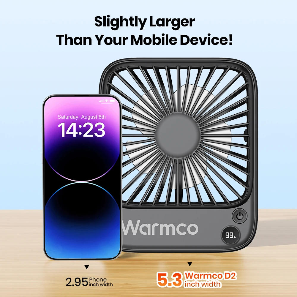 مروحة مكتب محمولة بقدرة 5000 مللي أمبير في الساعة مكونة من قطعتين مروحة شخصية تعمل ببطارية قابلة لإعادة الشحن، هادئة 180 °   مروحة طاولة صغيرة قابلة للطي 4 سرعات للرياح