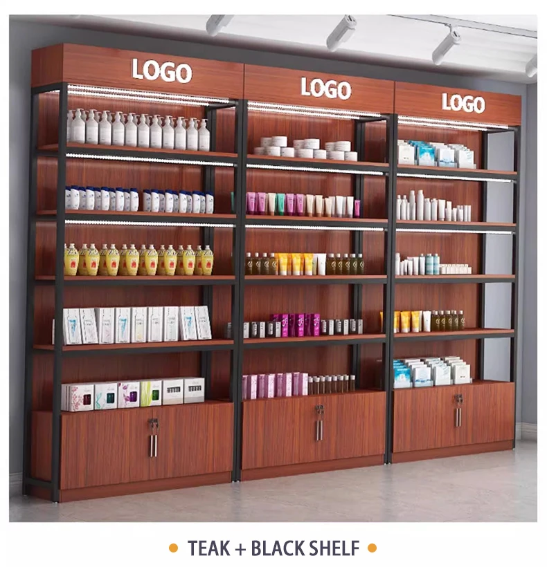 Rak Anggur Logam dan Kayu Tugas Berat Custom.Custom Buatan Pabrik Rak Display Supermarket Dijual