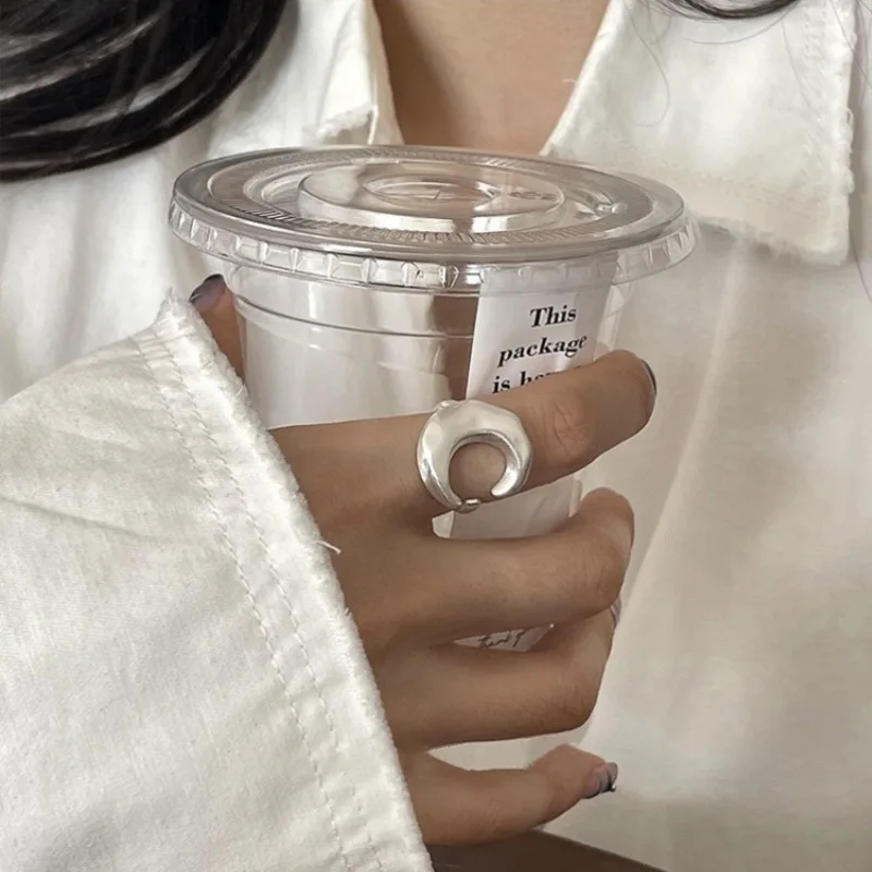 حلقة افتتاحية هندسية غير منتظمة ذات ملمس سميك مناسبة لحفلات النساء الساحرة العصرية وإكسسوارات طبقات المجوهرات #6