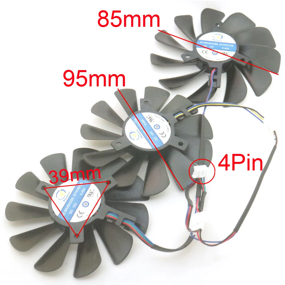 CF1010U12S 12V 0.45A 95mm 85mm 4Pin For XFX RX5700XT 5700 5600XT THICC III PRO Graphics Card VGA Cooler Fan