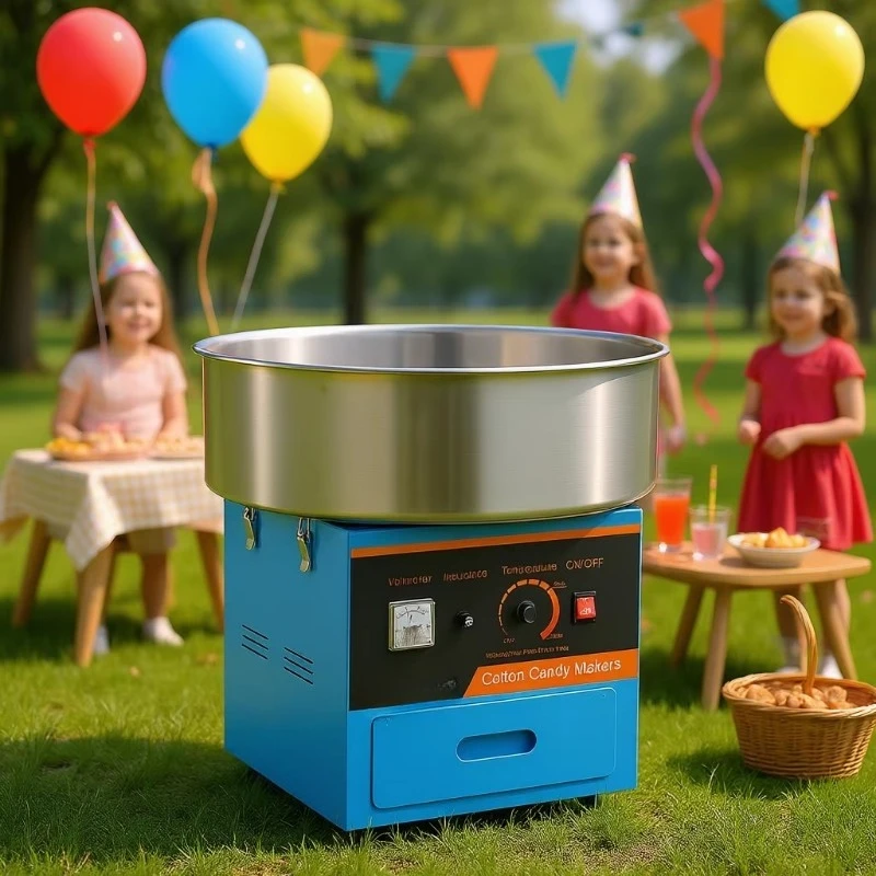 Marshmallow machine 1000W stainless steel bowl, commercial grade, suitable for birthday parties, blue
