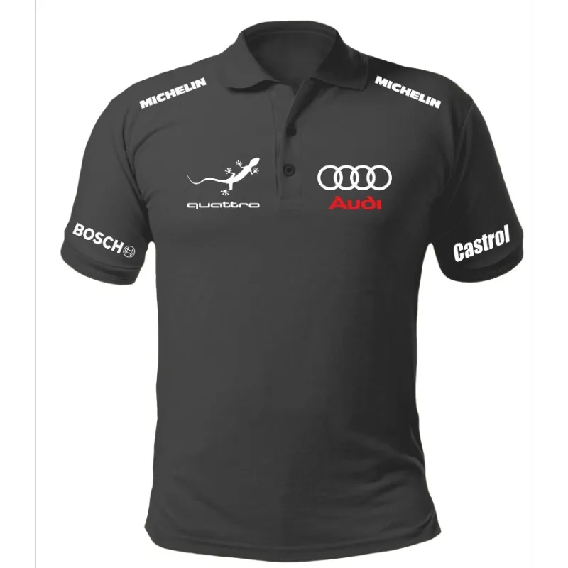 

Poloshirt Style Audi Quattro Поло Мужская Мужская футболка с вышивкой Fun Car Racin Rally AUP01