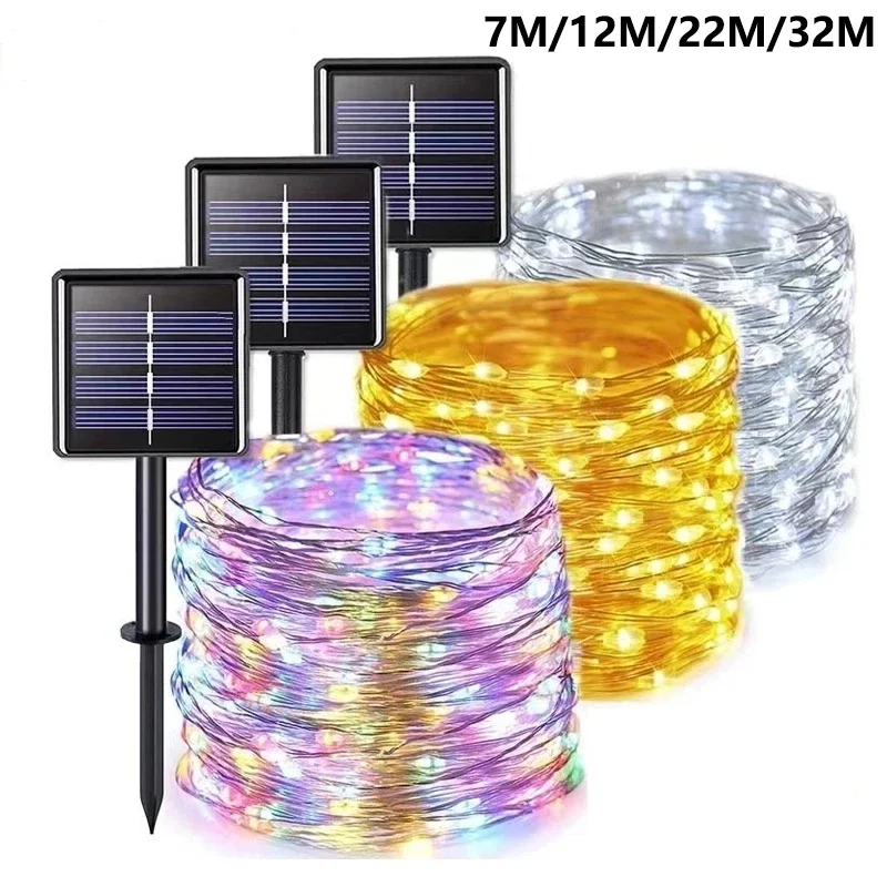 7M/12M/22/32M Solar Led Fairy Light Outdoor Festoon Led Waterproof Garland String Lights Christmas Party Garden Solar Lamp Decor