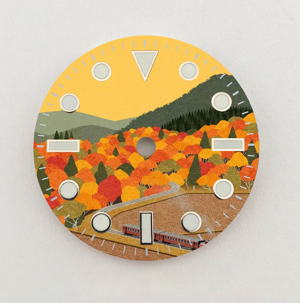 Nh35 dial natural paisagem criativa dial 28.5mm dial nh36 dial cor personalizada se encaixa nh35/36 movimento relógio peças de substituição