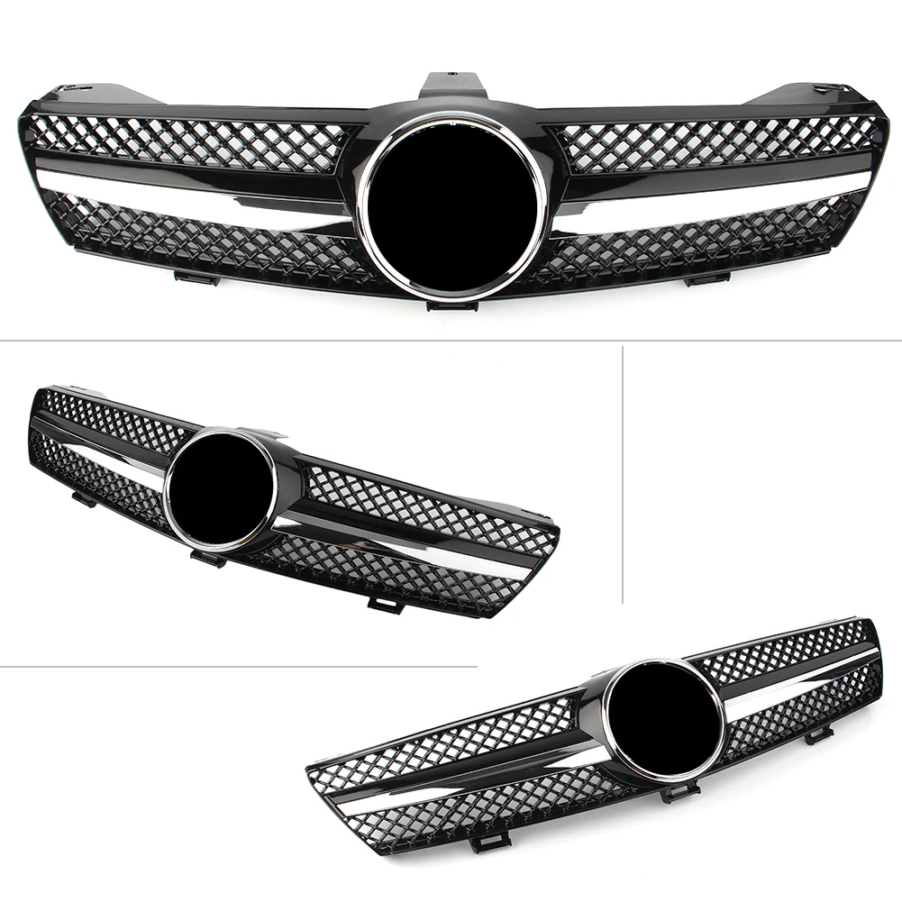 Car Front Bumper Grille ABS Upper Mesh Grill For Mercedes Benz W219 CLS500 SLS600 CLS Class 2004 2005 2006 2007 Chrome Black